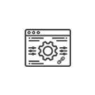 Computer screen icon with gears symbolizing technology and innovation.